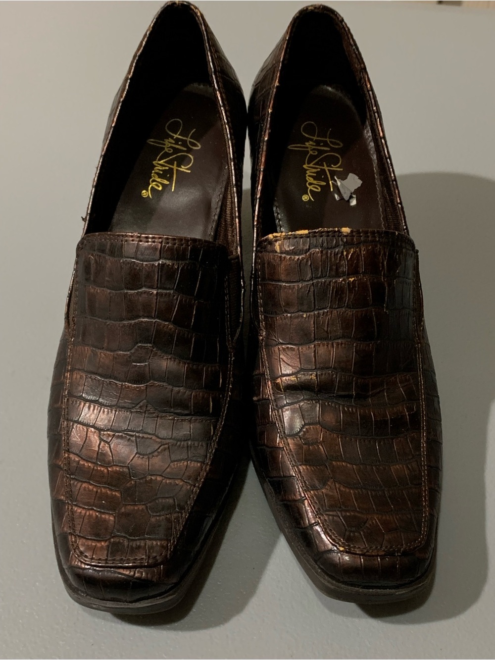 Brown Croc-Embossed Women’s  Loafers